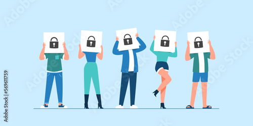 Young people holding master key protection personal data
