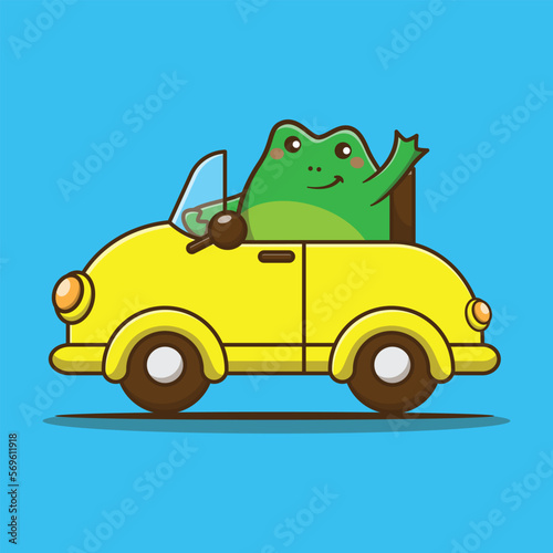 cute frog cartoon vector illustration