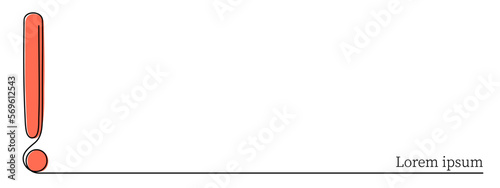 Exclamation mark one line art,hand drawn admiration sign,idea continuous contour.Query attention concept, finding answer.Trendy template for web design,social media,presentation.Editable stroke.