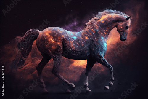 Horse symbol of movement and energy new quality universal colorful illustration design, generative ai © Taisiia