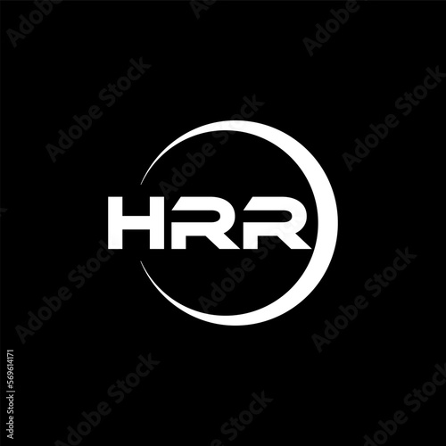 HRR letter logo design with black background in illustrator, cube logo, vector logo, modern alphabet font overlap style. calligraphy designs for logo, Poster, Invitation, etc. photo