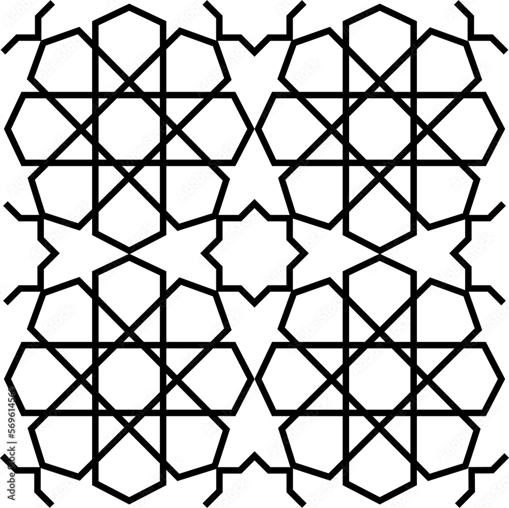 Fototapeta premium Overlapping Islamic decorations with a black frame, suitable for decoration and pattern