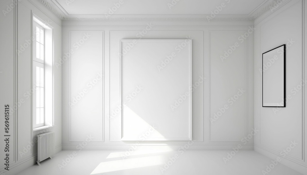 Fototapeta premium White Room Interior - Simple, Elegant, Minimal - Generative AI
