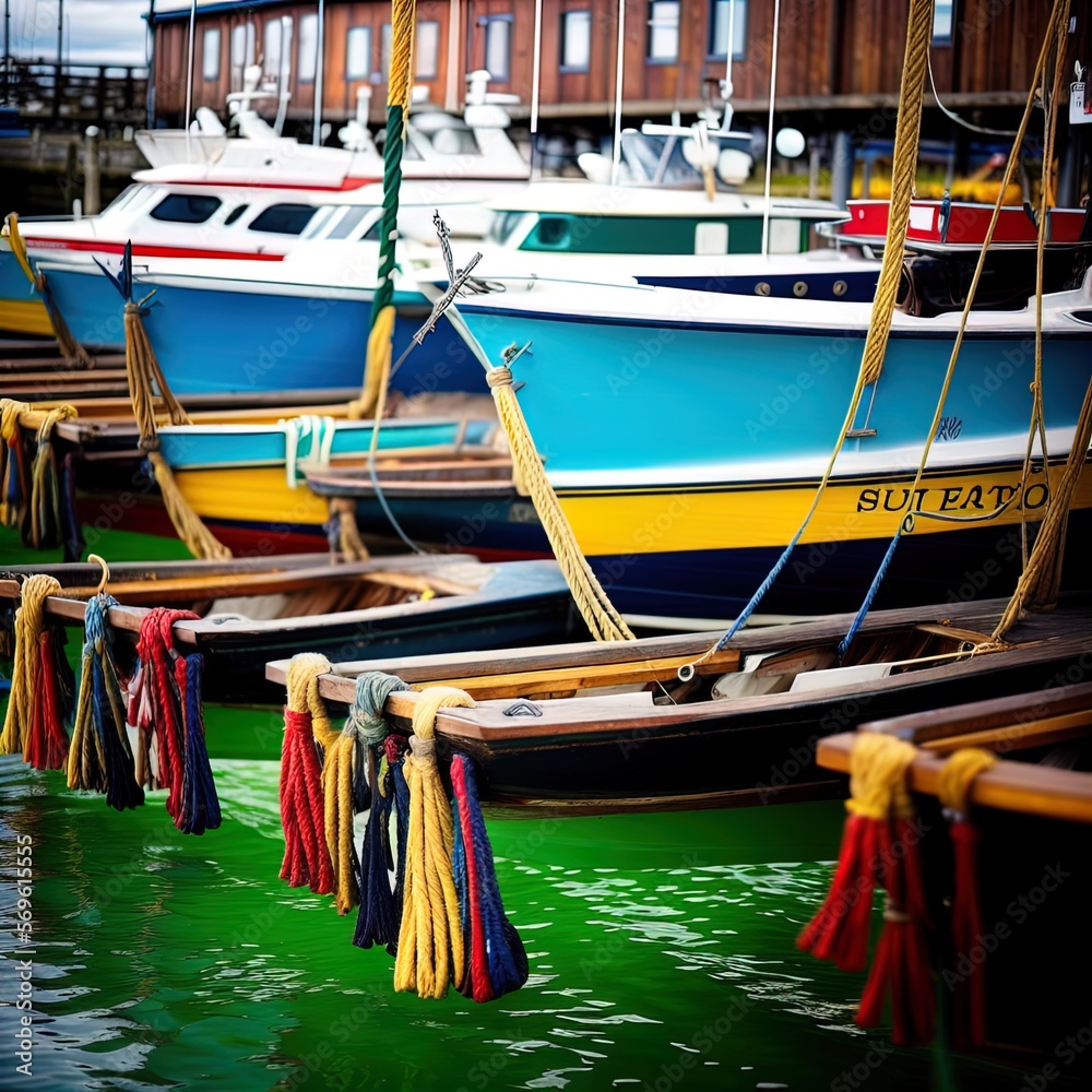 custom made wallpaper toronto digitalA wharf full of boats.