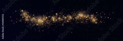 Golden glitter.Light effect.Glittering particles background. Gold dust on a transparent background.