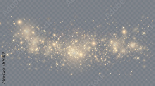 Golden glitter.Light effect.Glittering particles background. Gold dust on a transparent background.