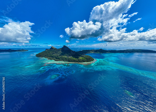 Aerial of Mangareva, Gambier archipelago, French Polynesia, South Pacific, Pacific photo