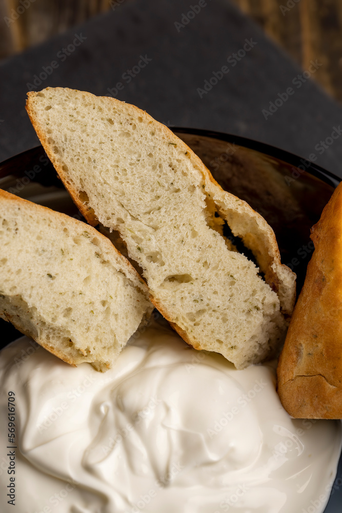oriental flatbread made of wheat flour with sour cream oriental flatbread made of wheat flour with sour cream