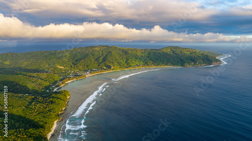 Aerial of Avera, Rurutu, Austral islands, French Polynesia, South Pacific, Pacific photo