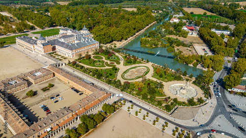 Aerial of the Royal Palace of Aranjuez, UNESCO World Heritage Site, Madrid Province, Spain, Europe photo