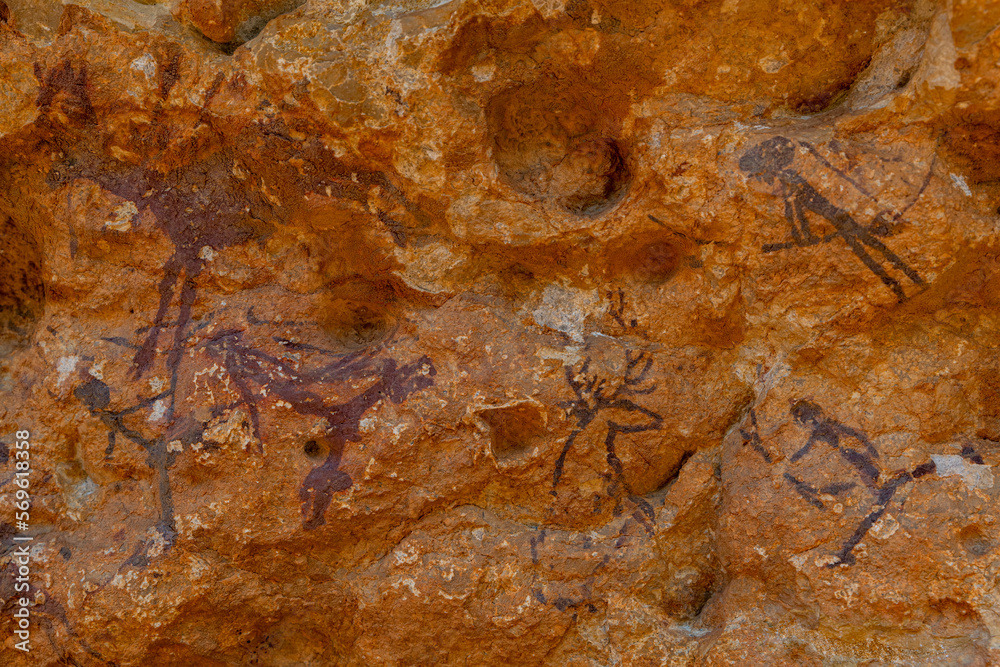 Rock art of the Iberian Mediterranean Basin, UNESCO World Heritage Site, Ulldecona, Catalonia, Spain, Europe Rock art of the Iberian Mediterranean Basin, UNESCO World Heritage Site, Ulldecona, Catalonia, Spain, Europe