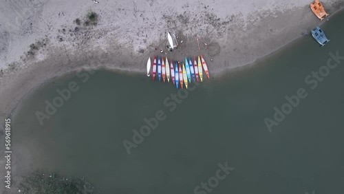 Canoe in the Sunset Time Drone Video, Mert Lake İgneada, Kirklareli Turkey photo
