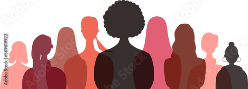 Cuadro en lienzo Women of different ethnicities together. Transparent background.