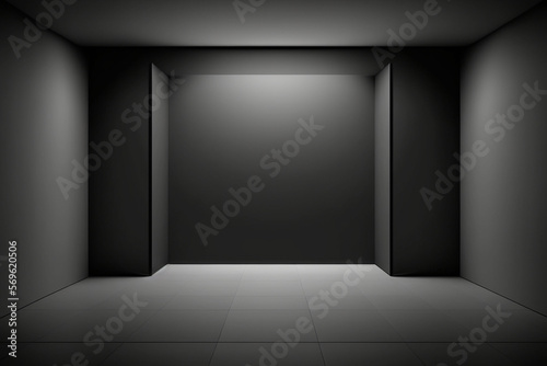 Black dark and gray abstract empty and studio room gradient background Generative AI