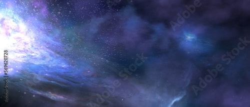 Space background. Abstract galaxy, universe. Magic sky, purple space. 3d render