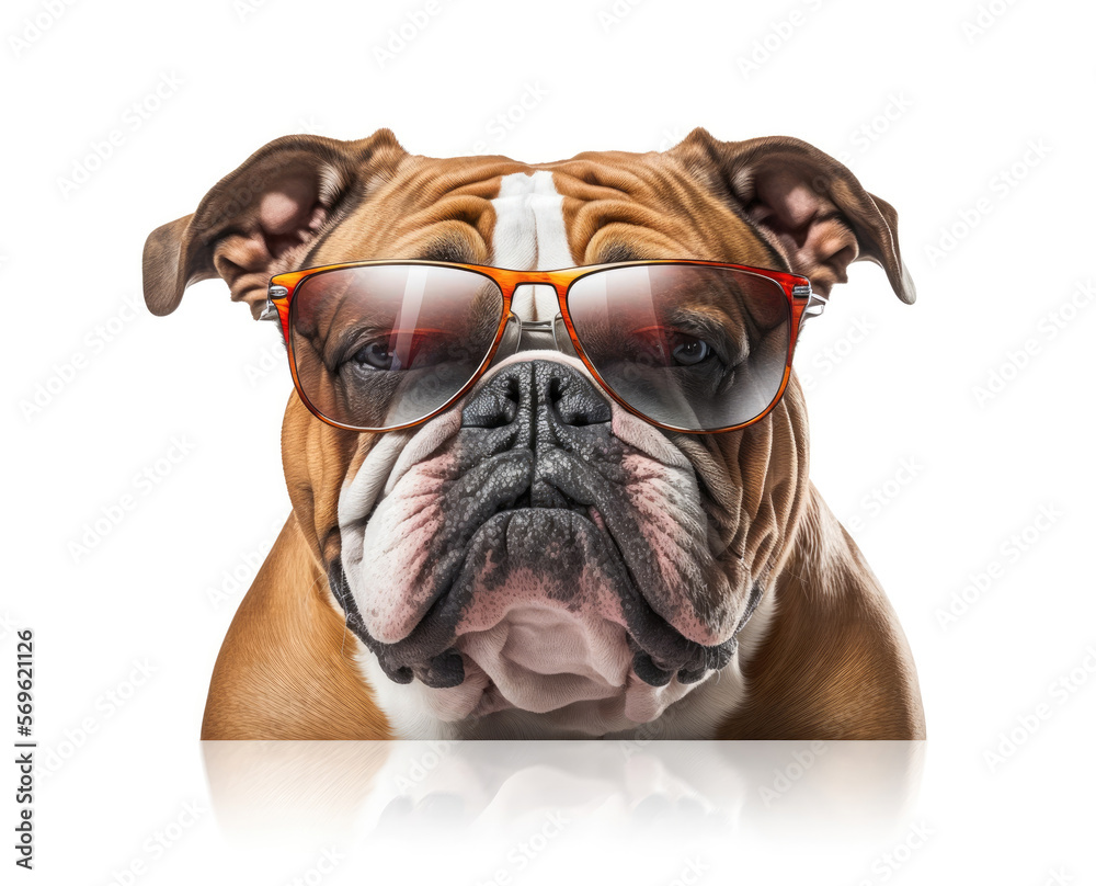 Bulldog dog with sunglasses. generative ai