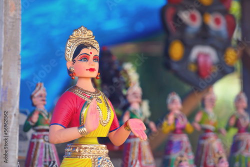 Indian famous Thanjavur dancing female dolls	
