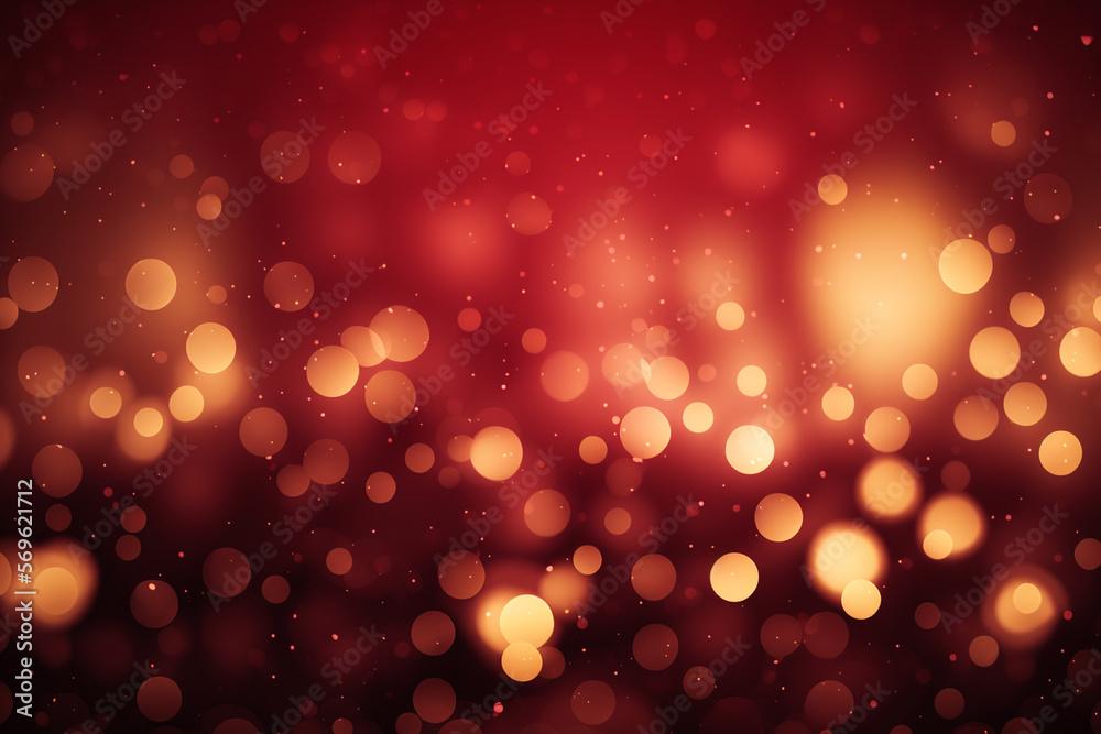Valentine's black and dark night background with red bokeh heart shape . Generative AI