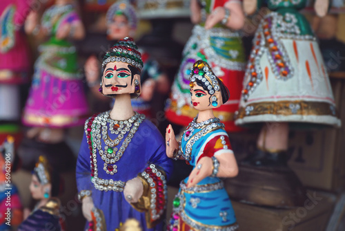 Indian famous Thanjavur dancing male and female dolls 