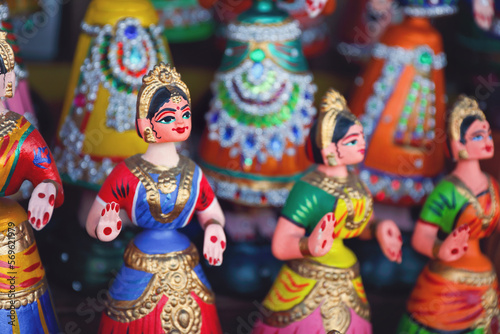 Indian famous Thanjavur dancing female dolls 