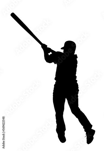 Silhouette of Baseball Batsman Hitting Ball, originating image from Generative AI technology