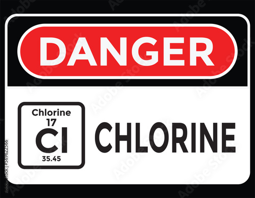 chlorine, danger sign or sticker, vector illustration  photo