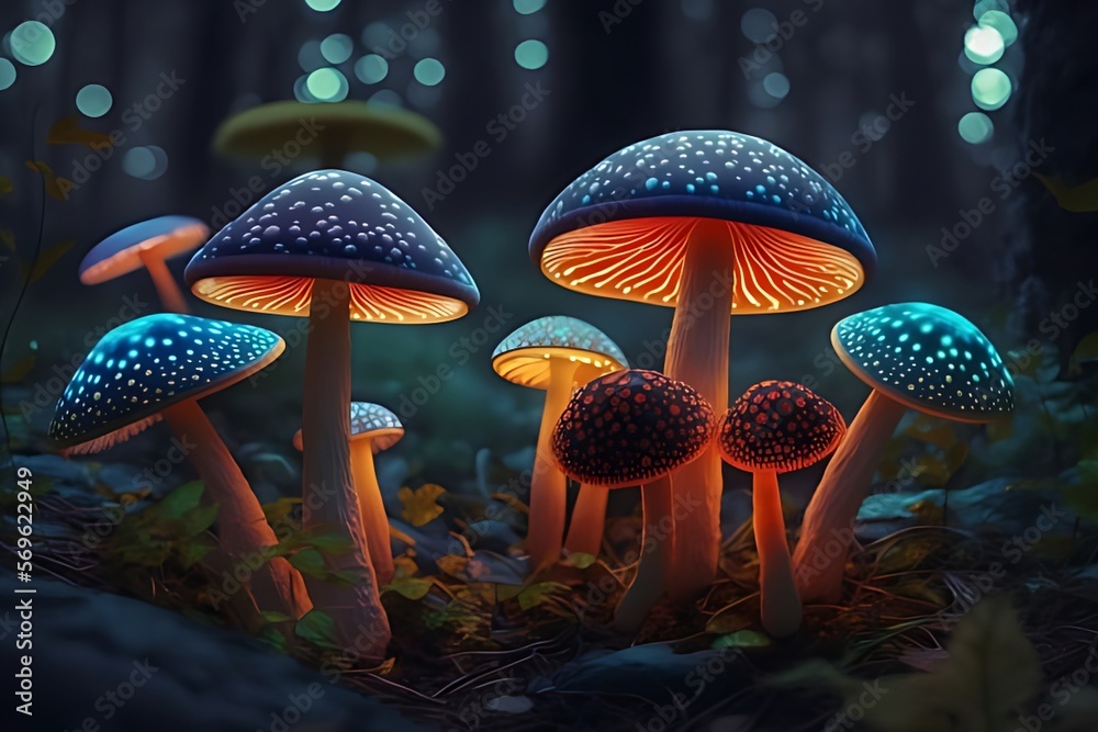 Fototapeta premium Glowing mashrooms