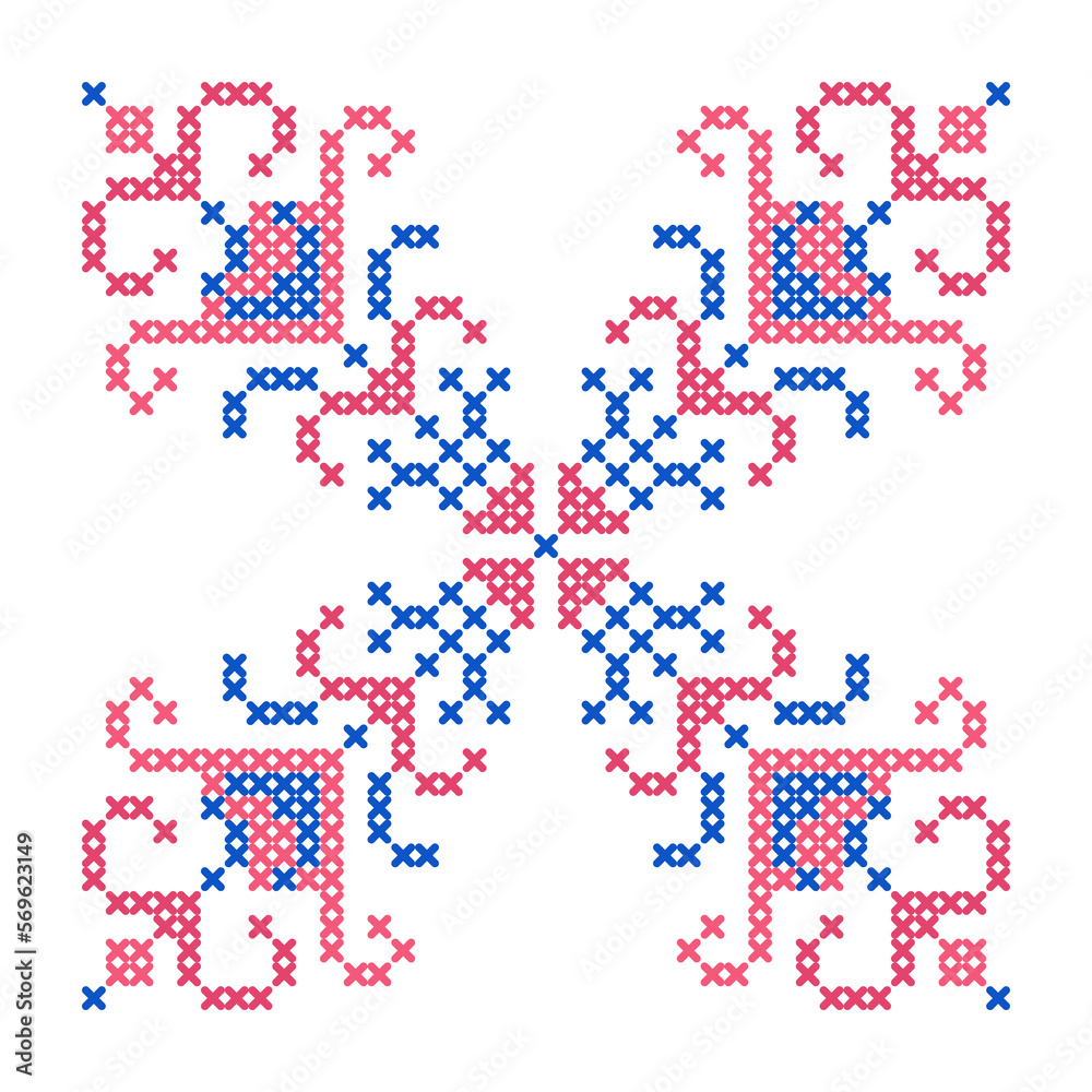 Folk pattern cross stitch snowflake or flower Folk pattern cross stitch snowflake or flower