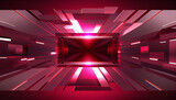 Abstract glowing red perspective background, laser lighting, generative AI