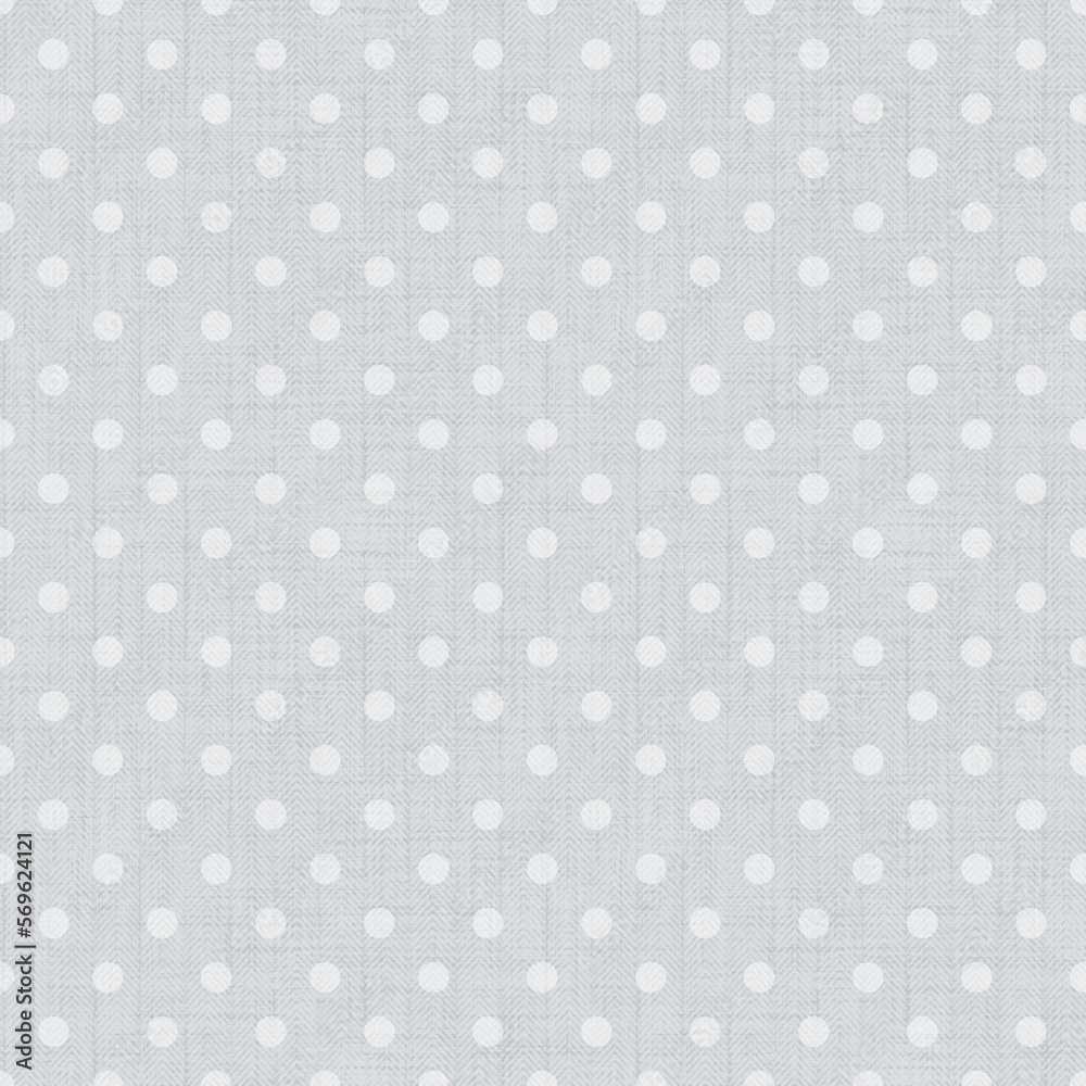 Seamless textured simple polka dot pattern. Small white polka dots on a light gray background.