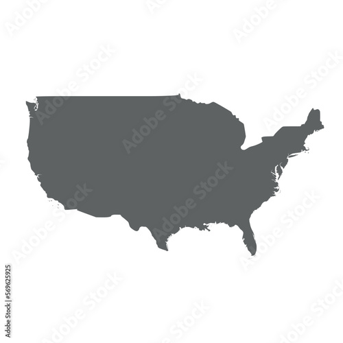 United States of America, USA - smooth grey silhouette map of country area. Simple flat vector illustration.