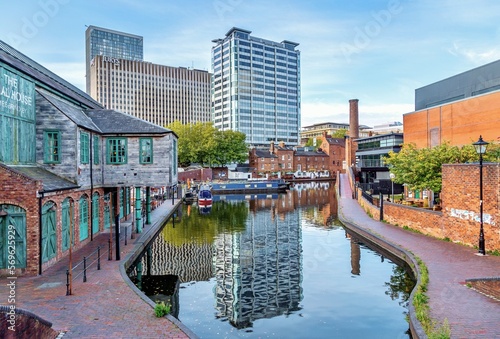 Birmingham Canal at Gas Street, Central Birmingham, West Midlands, United Kingdom, Europe