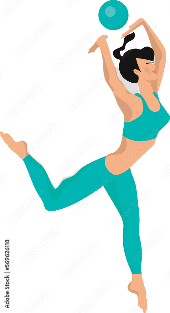 Gymnastics. The girl athlete does an exercise with the ball. Gymnastics. The girl athlete does an exercise with the ball.