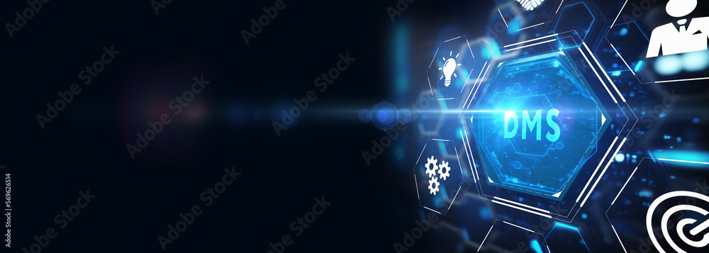 Document management DMS System Digital rights management. Business, Technology, Internet and network concept. 3d illustration Document management DMS System Digital rights management. Business, Technology, Internet and network concept. 3d illustration