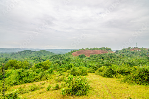 Serene view of Sanoor Padav Hills  Mangalore  India during the monsoon season.