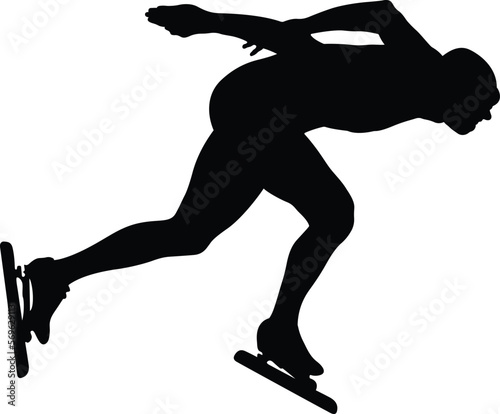 black silhouette athlete speed skater