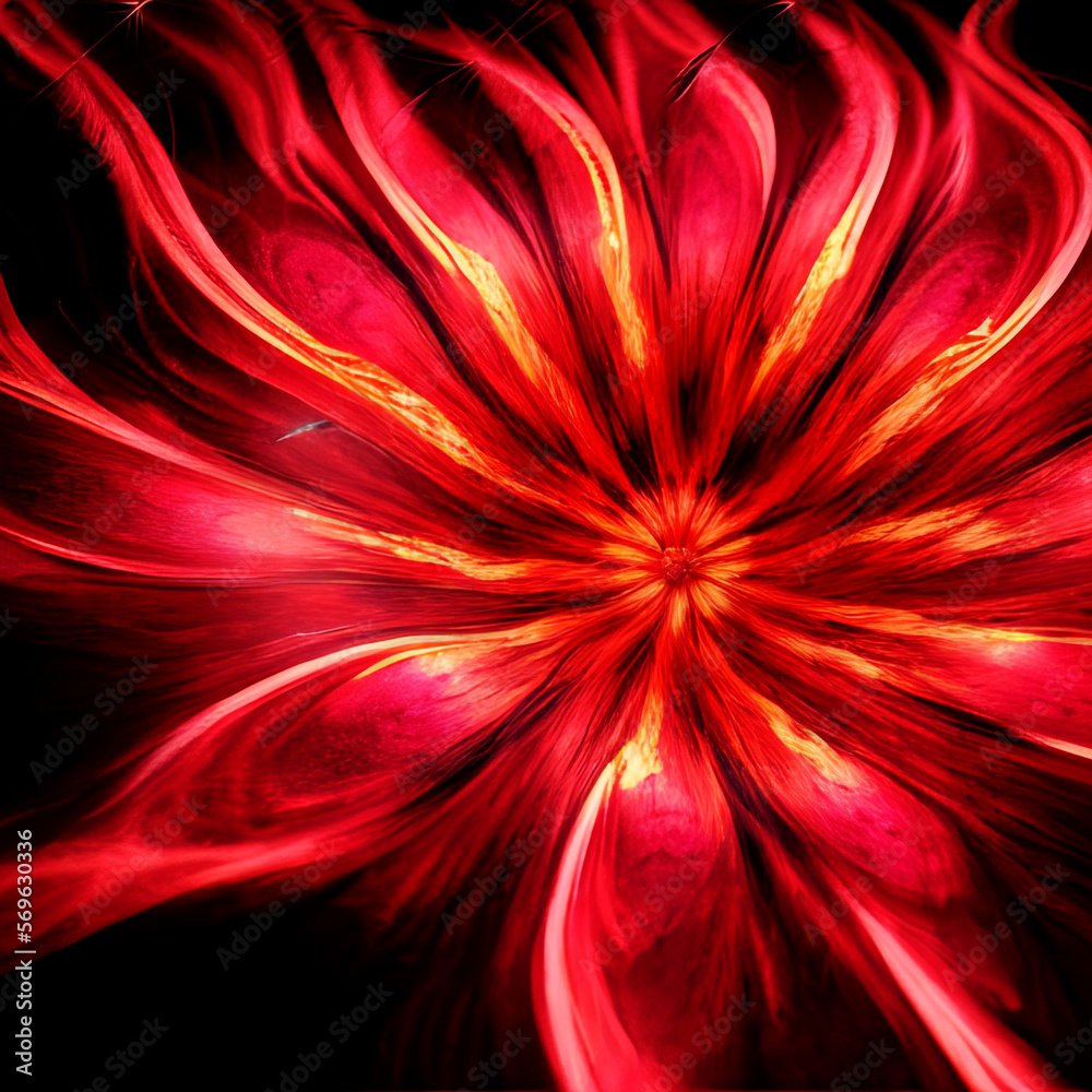 Obraz premium Abstract red flame flower model texture render