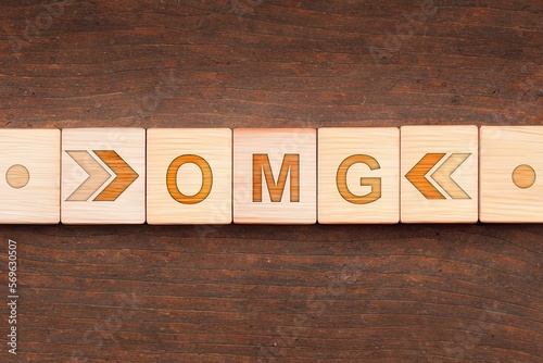 Blocos de letras com a palavra OMG - Conceito de uso de uma palavra chave em palestra photo