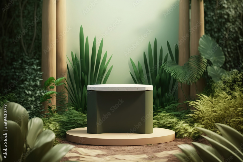 podium in the nature.Generative Ai podium in the nature.Generative Ai