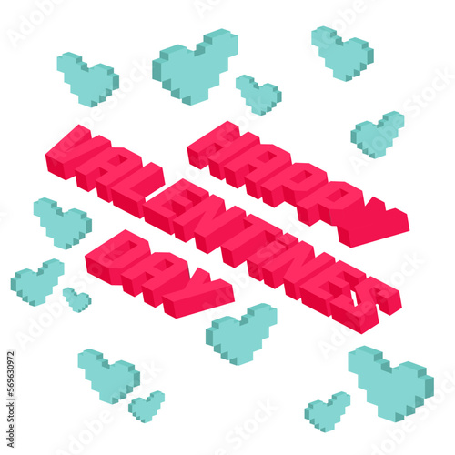 Valentine day pixel concept. 3d Gifts for boyfriend and girlfriend, wife and husband. Love isometric concept wallpaper, card. Happy Valentines Day 14 februare. Love, honesty, romantic, relationship