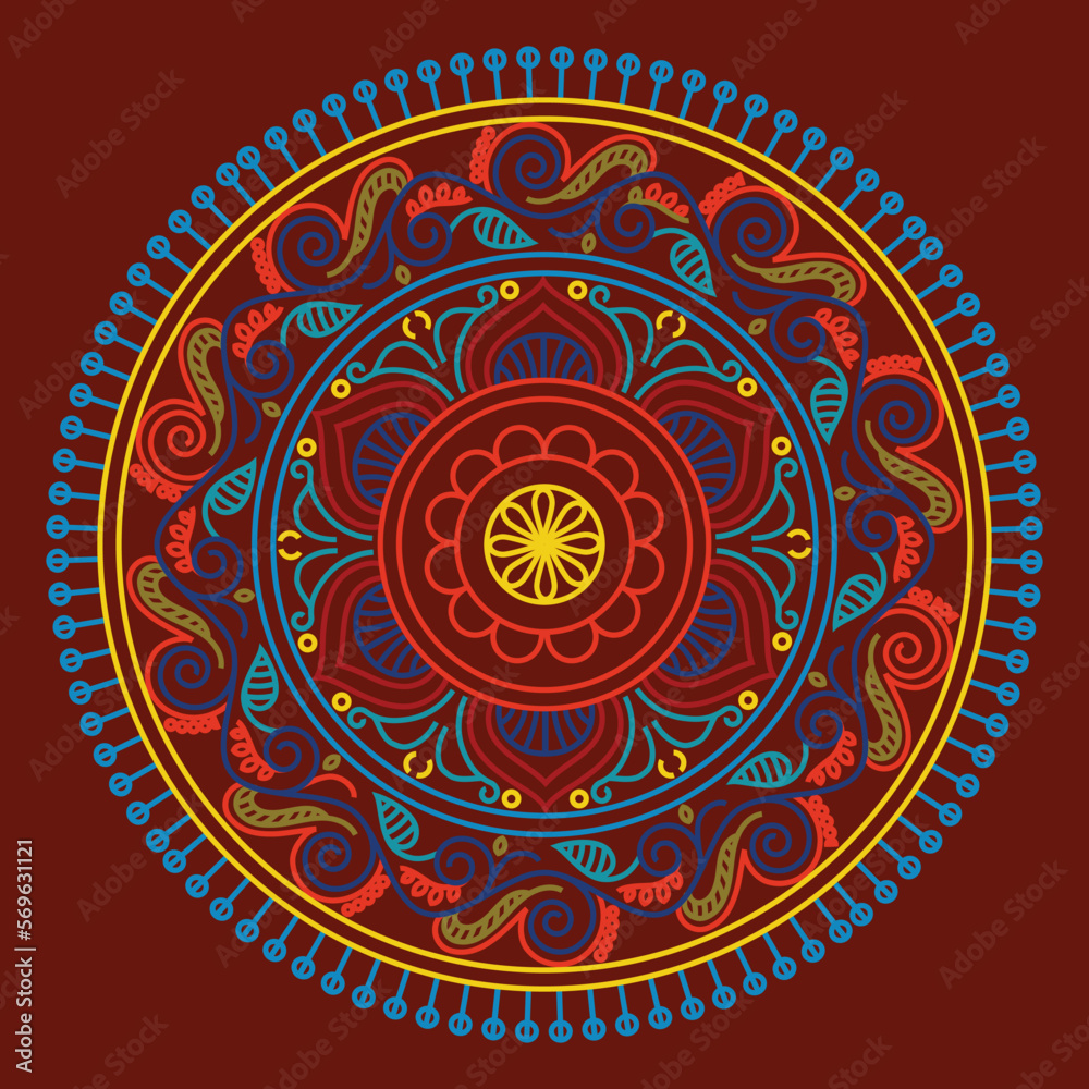 Indian Traditional and Cultural Rangoli, Alpona, Kolam, or Paisley vector line art. Bengal art India. centuries-old Bengali art tradition of the Bengal region, for textile printing, logo, wallpaper