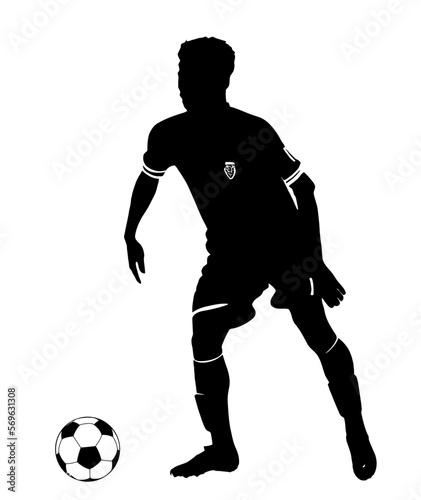Silhouette of Soccer Player Taking Penalty Kick, originating image from Generative AI technology