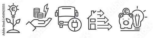 Save Energy thin line icons set vector illustration