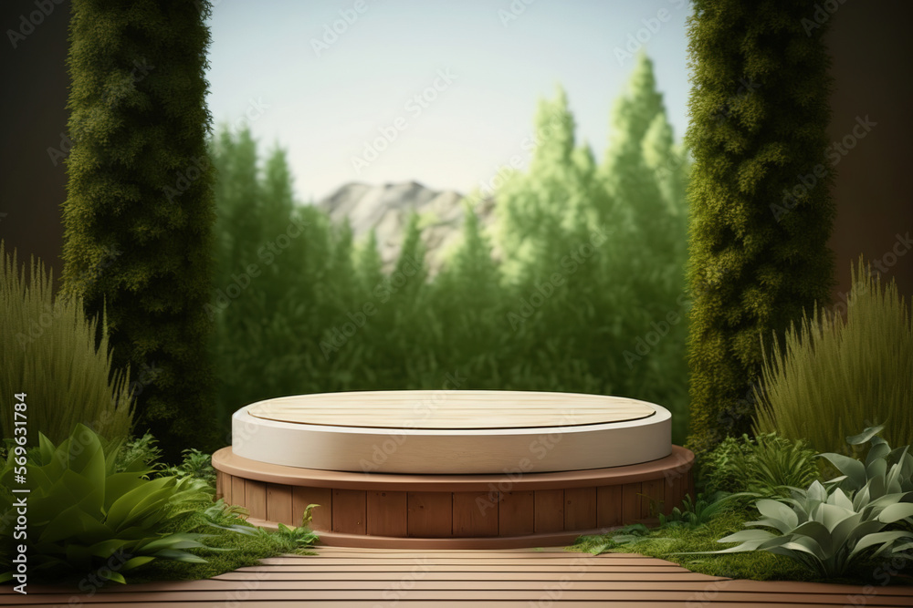 podium in the nature.Generative Ai podium in the nature.Generative Ai