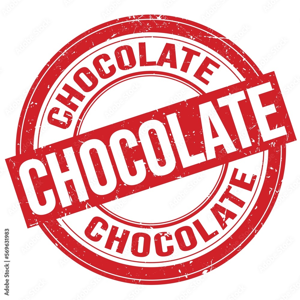 CHOCOLATE text written on red round stamp sign