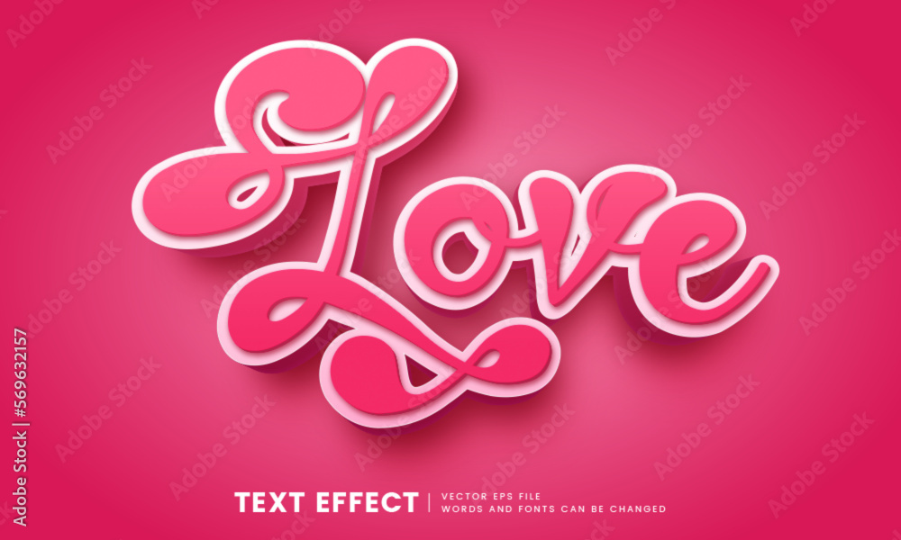 Editable 3d love text effect. Fancy font style perfect for logo, title or headline text. Editable 3d love text effect. Fancy font style perfect for logo, title or headline text.