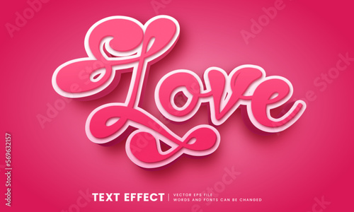 Editable 3d love text effect. Fancy font style perfect for logo, title or headline text.