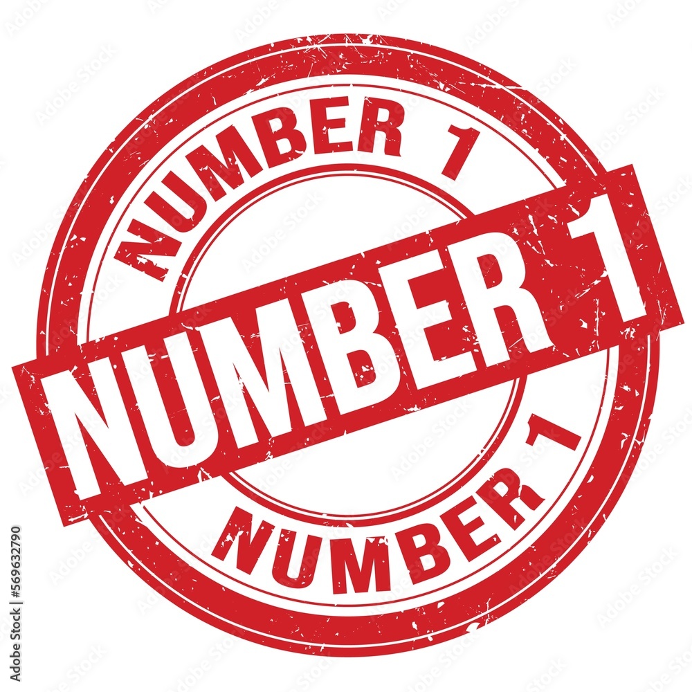 NUMBER 1 text written on red round stamp sign NUMBER 1 text written on red round stamp sign