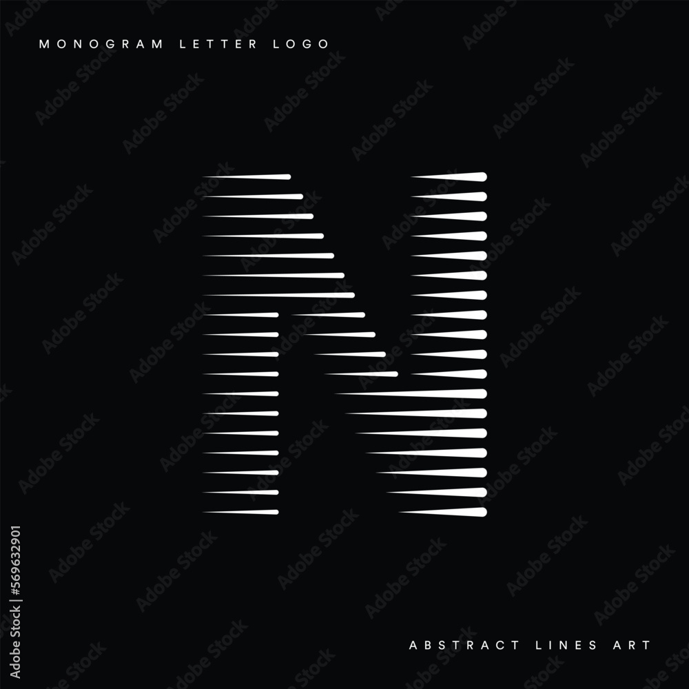 Letter N Logo with Abstract Line Pattern Letter N Logo with Abstract Line Pattern