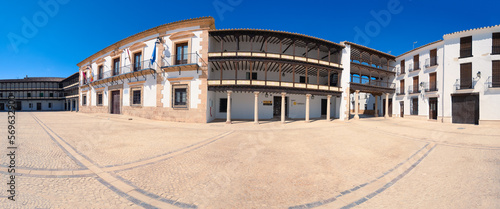 Panoramic of the Plaza de Tembleque in the province of Toledo of the autonomous community of Castilla la Mancha in Spain without people. photo